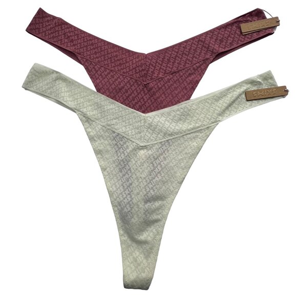 SKIMS Logo Mesh Thong Lot of 2 Bone Berry Womens 4X‎ - Picture 12 of 12